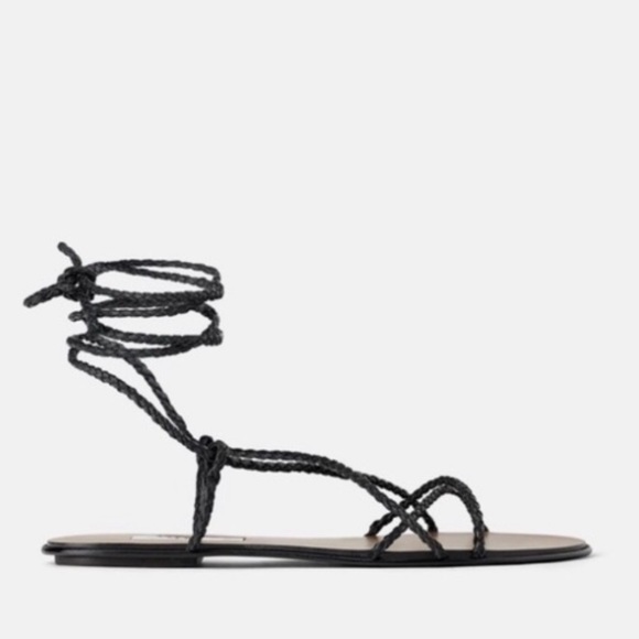 ZARA leather braided strap sandals - Picture 6 of 9